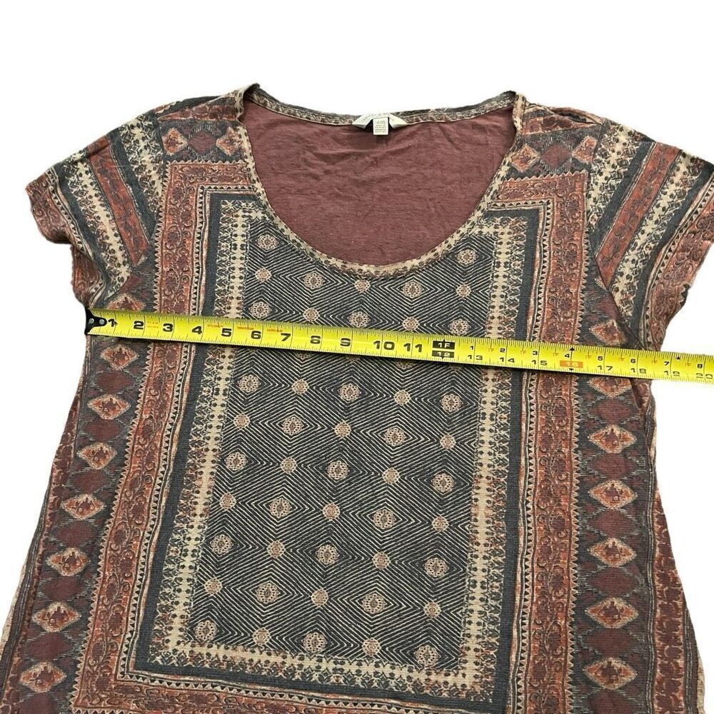 LUCKY BRAND Linen Blend Printed Short Sleeve Scoop Neck T-Shirt Size 1X - Picture 7 of 7